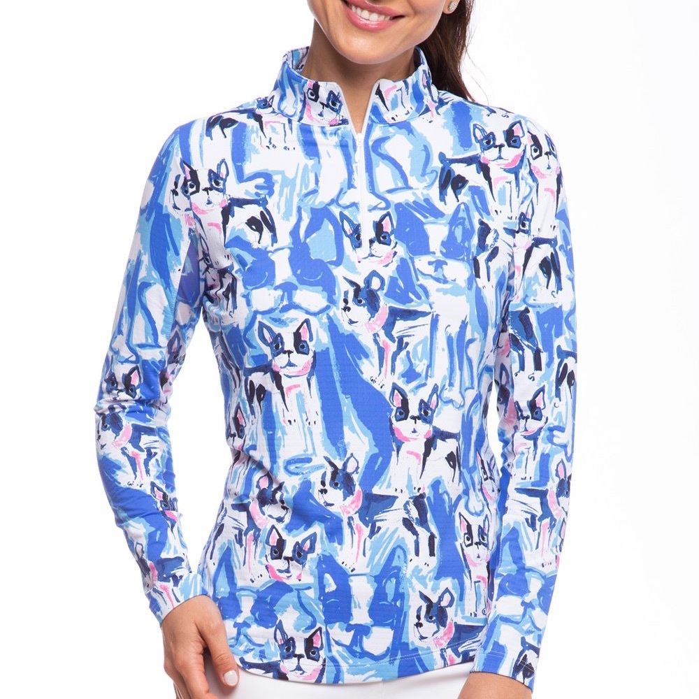 Ibkul Golf Quarter Zip Long Sleeve Mock Neck